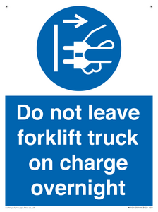 Do not leave forklift truck on charge overnight